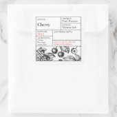 Black & White Apothecary Cherry label Quadratischer Aufkleber (Tasche)
