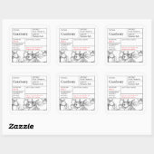 Black & White Apothecary Cranberry label Quadratischer Aufkleber (Blatt)