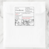 Black & White Apothecary Cranberry label Quadratischer Aufkleber (Tasche)