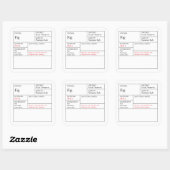 Black & White Apothecary Fig label Quadratischer Aufkleber (Blatt)