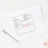 Black & White Apothecary Lemon label Quadratischer Aufkleber (Umschlag)