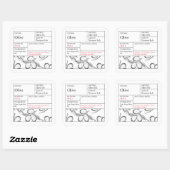 Black & White Apothecary Olive label Quadratischer Aufkleber (Blatt)