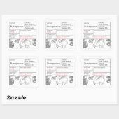 Black & White Apothecary Pomegranate label Quadratischer Aufkleber (Blatt)