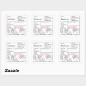 Black & White Apothecary Raspberry label Quadratischer Aufkleber (Blatt)