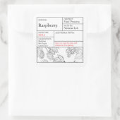 Black & White Apothecary Raspberry label Quadratischer Aufkleber (Tasche)