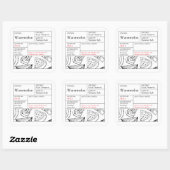 Black & White Apothecary Watermelon label Quadratischer Aufkleber (Blatt)