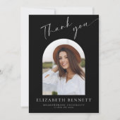 Black White Arch Photo Graduation  Dankeskarte (Vorderseite)