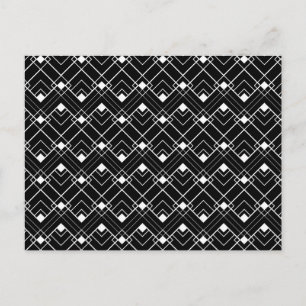 Black & White Art Deco Pattern Postkarte