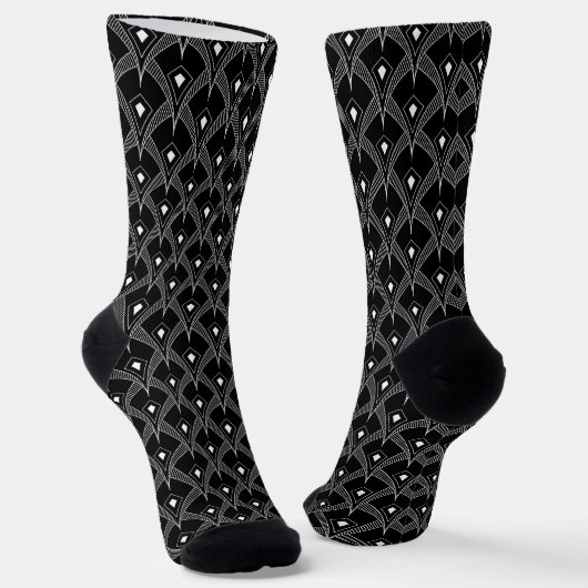 Black & white art-deco seamless pattern 3 socken (Gewinkelt)