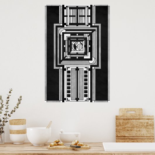 Black & White Art Deco Tapestry Poster (Küche)