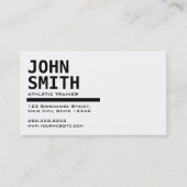 Black & White Athletic Trainer Business Card Visitenkarte (Vorderseite)