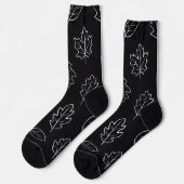 Black & White Autumn Leaf Socks | Minimalist Fall  Socken (Linkes Detail)