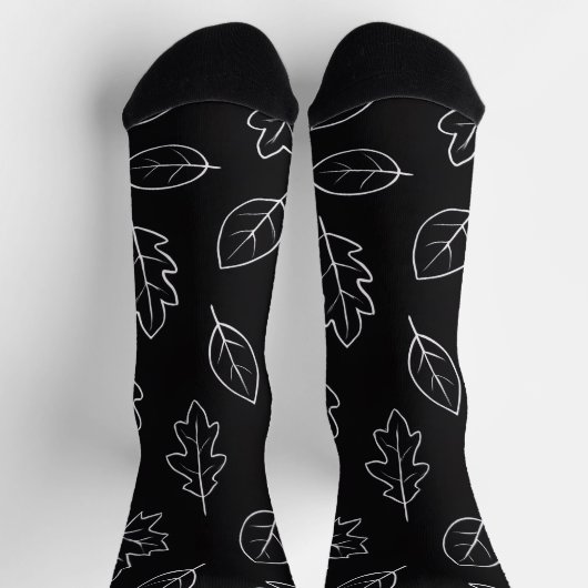 Black & White Autumn Leaf Socks | Minimalist Fall  Socken (Oben)
