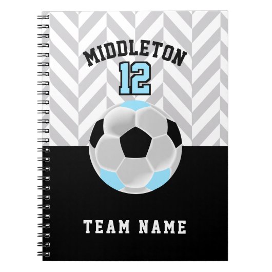 Black, White & Baby Blue Soccer Ball - Personalisi Notizblock (Vorderseite)