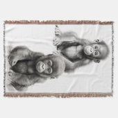 Black & White Baby Chimp & Gorilla Throw Blanket Decke (Vorderseite)