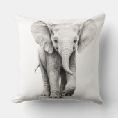 Black & White Baby Elephant Square Kissen Kissen (Vorderseite)