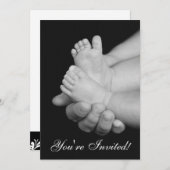 Black & White Baby Feet Kinderdusche Einladung (Vorne/Hinten)