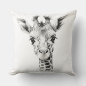 Black & White Baby Giraffe Square Throw Kissen (Vorderseite)