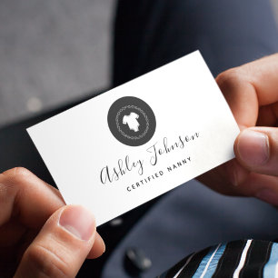 Black & White Baby Jumpsuit Logo Kindermädchen Kin Visitenkarte