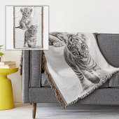 Black & White Baby Lion & Tiger Throw Blanket Decke