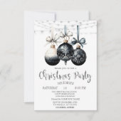 Black White Balls,Lights,Buffalo Plaid Christmas  Einladung (Vorderseite)