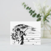Black & White Banjo Man Post Card Postkarte (Stehend Vorderseite)