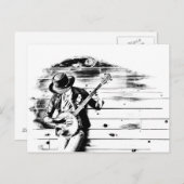 Black & White Banjo Man Post Card Postkarte (Vorne/Hinten)