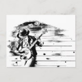 Black & White Banjo Man Post Card Postkarte (Vorderseite)