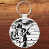 Black & White Banjo Man - Schlüsselring Schlüsselanhänger (Vorderseite)