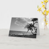 Black & White Barbados Palm Tree Beach - Blank Karte (Gelbe Blume)