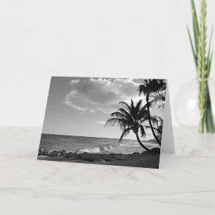 Black & White Barbados Palm Tree Beach - Blank Karte