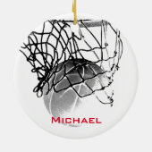 Black & White Basketball Add Your Name Keramik Ornament (Hinten)
