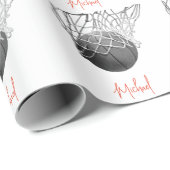 Black & White Basketball Ball & Net Your Name Geschenkpapier (Rolleneckpunkt)
