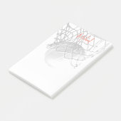 Black & White Basketball Ball & Net Your Name Post-it Klebezettel (angewinkelt)
