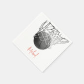 Black & White Basketball Ball & Net Your Name Serviette (Ecke)