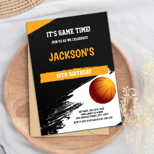 Black & White Basketball Einladung zum Geburtstag