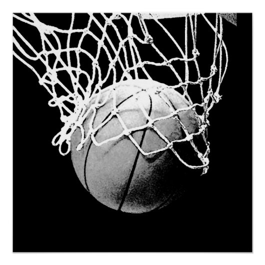Black & White Basketball Perfekte Art Poster (Vorderseite)
