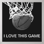 Black & White Basketball Poster I Liebe Dieses Spi<br><div class="desc">Ich Liebe dieses Spiel. Beliebte Sportarten - Basketball Game Ball Image.</div>