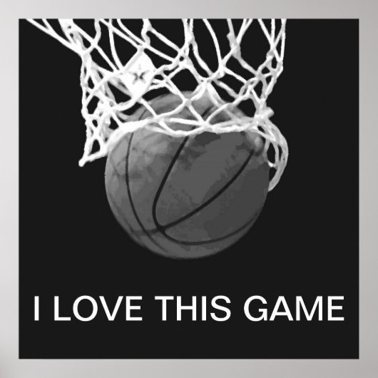 Black & White Basketball Poster I Liebe Dieses Spi (Vorne)