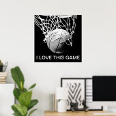 Black & White Basketball Poster I Liebe Dieses Spi (Heimbüro)