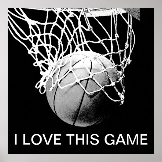 Black & White Basketball Poster I Liebe Dieses Spi (Vorne)