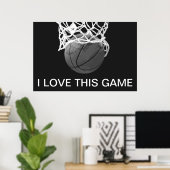 Black & White Basketball Poster I Liebe Dieses Spi (Heimbüro)