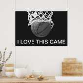 Black & White Basketball Poster I Liebe Dieses Spi (Küche)