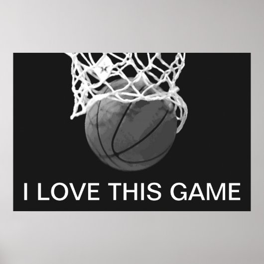 Black & White Basketball Poster I Liebe Dieses Spi (Vorne)