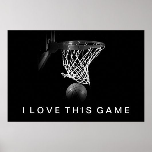 Black & White Basketball Poster I Liebe Dieses Spi (Vorne)