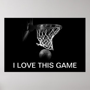Black & White Basketball Poster I Liebe Dieses Spi