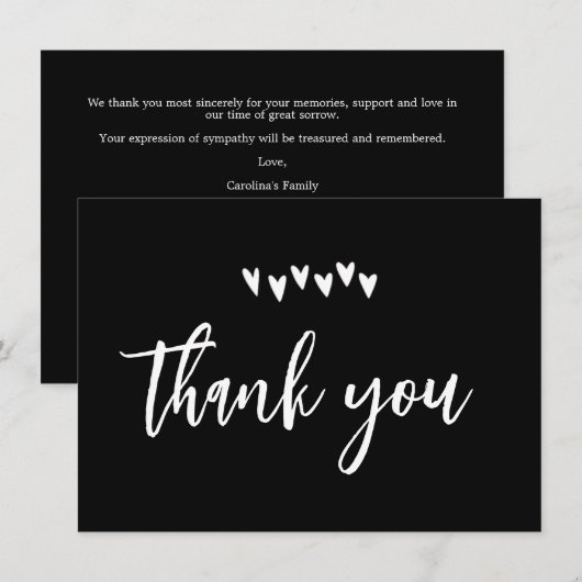 Black & White Beerdigung Danke Karte (Vorne/Hinten)