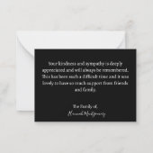 Black & White Beileid Beerdigung Danke Karte (Rückseite)