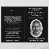 Black & White Bi-fold Custom Foto Funeral Program Flyer (Vorne)