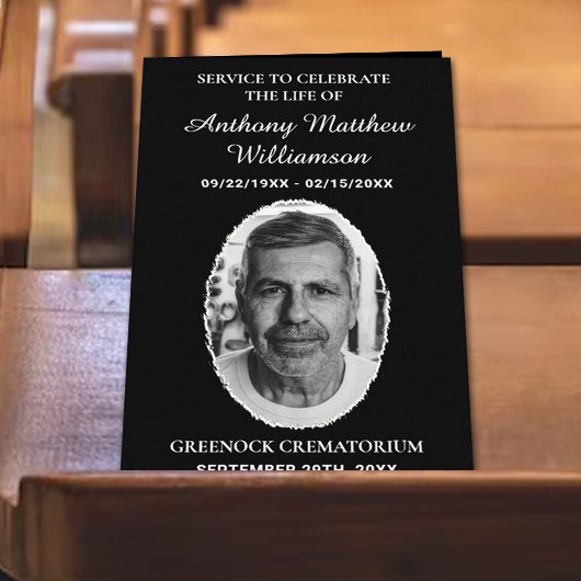 Black & White Bi-fold Custom Foto Funeral Program Flyer